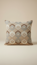 Clay Beige Geometric Linen Cushion