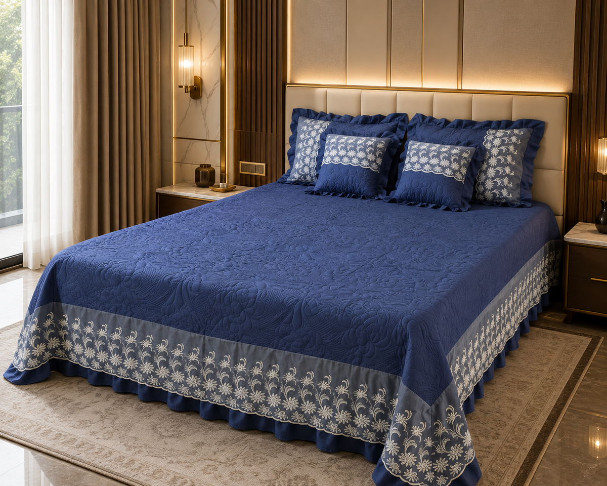 royal blue embroidered set
