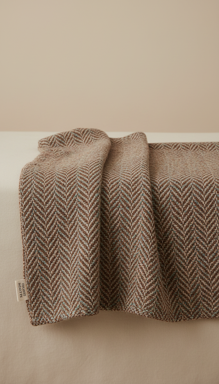 Earth Brown Herringbone Cotton Throw